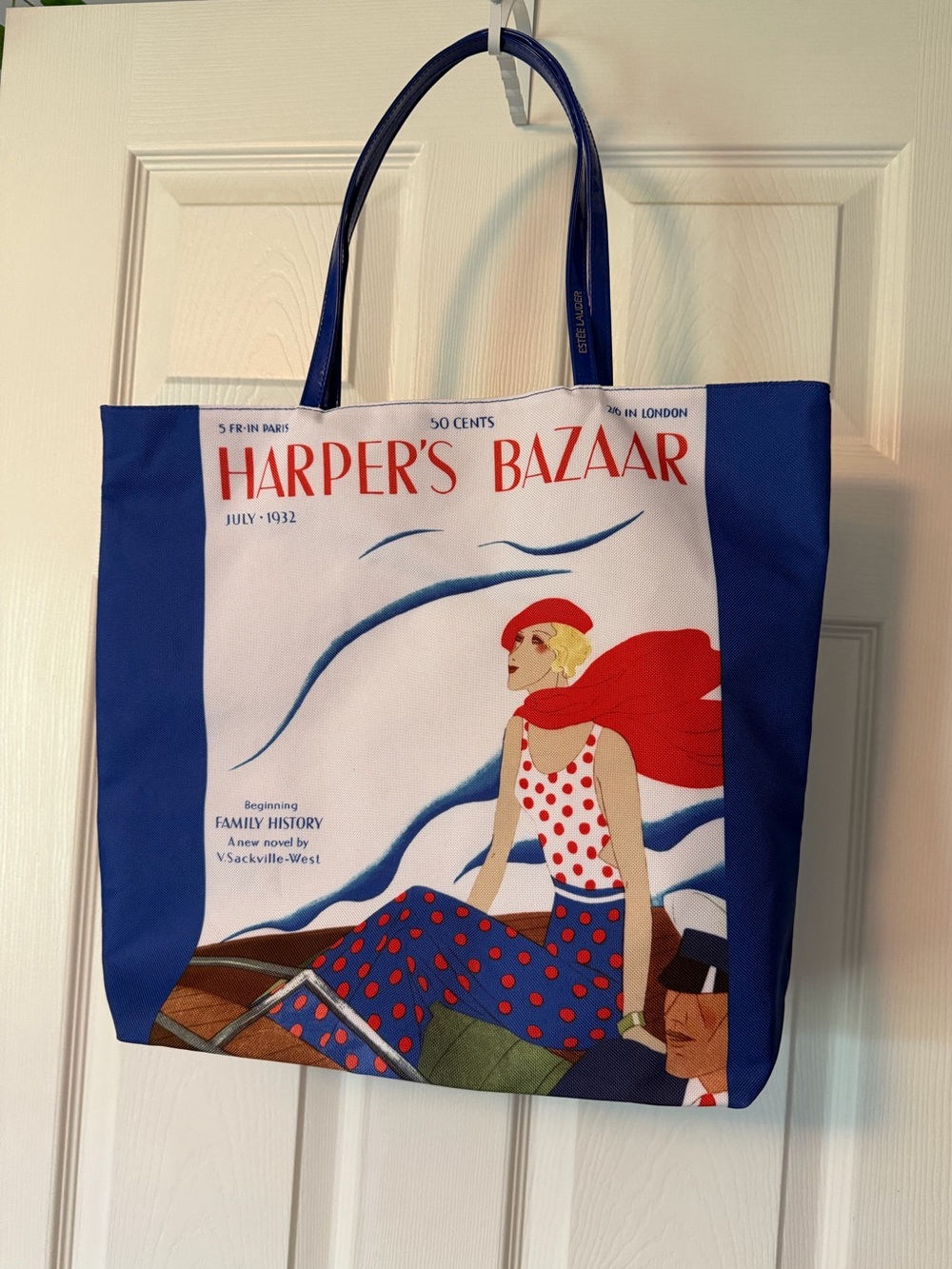 Estée Lauder Harper's Bazaar Blue Graphic Tote Bag